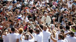 Pope Francis at his weekly Wednesday audience in St. Peter's Square June 26, 2019. | Daniel Ibanez/CNA.