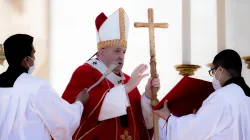 Pope Francis on Palm Sunday 2022. Daniel Ibanez/CNA