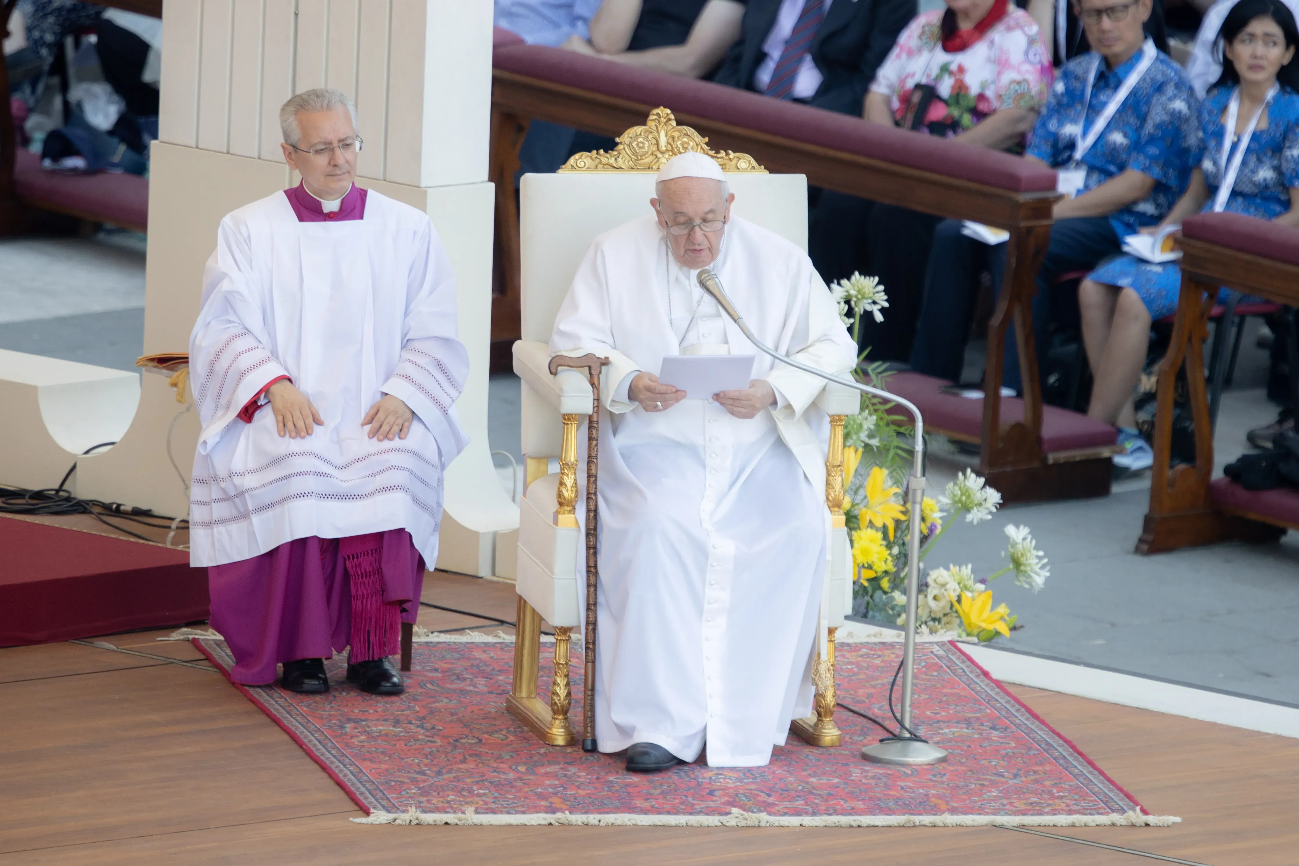Pope Francis at Mass for the World Meeting of Families 2022 in St. Peter's Square. Daniel Ibanez/CNA
