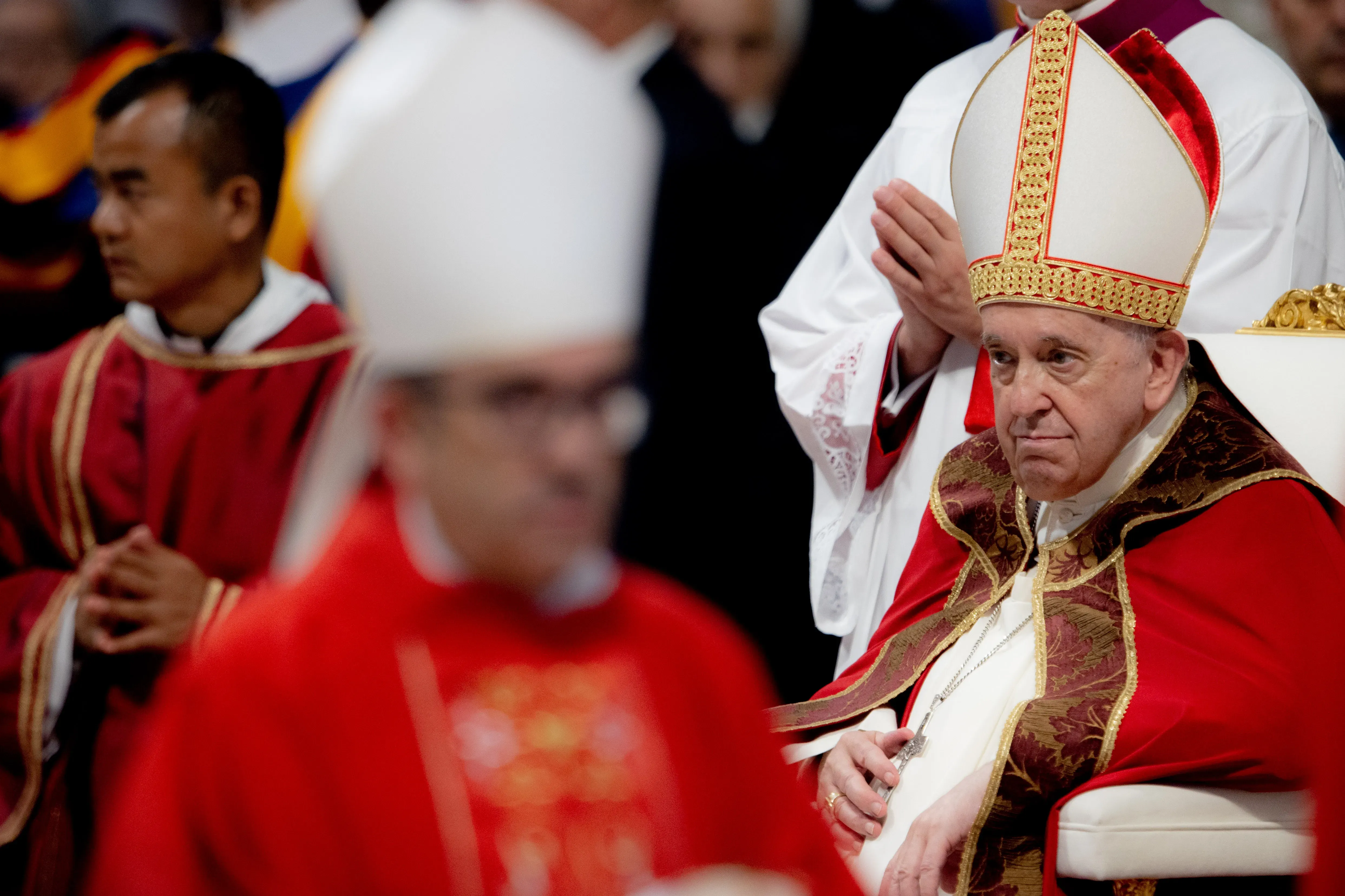 Pope Francis at a Mass for the feast of Ss. Peter and Paul in St. Peter's Basilica, June 29, 2022. Daniel Ibanez/CNA.