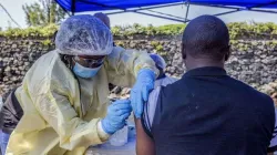 A man receives an Ebola vaccine in Goma, DCR on July 15, 2019. Credit: Pamela Tulizo / AFP / Getty Images.
