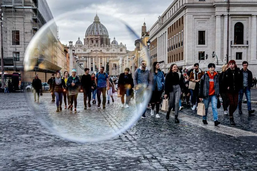 St. Peter’s Basilica seen through a bubble on Dec. 3, 2019. Credit: Daniel Ibáñez/CNA.
