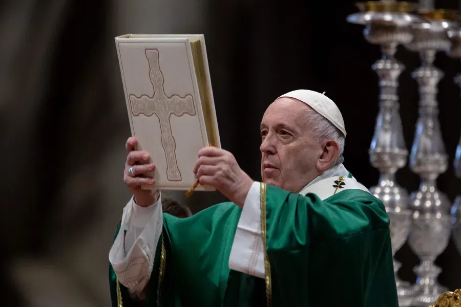 Pope Francis celebrates Mass on the first Sunday of the Word of God Jan. 26, 2020. Daniel Ibanez/CNA.