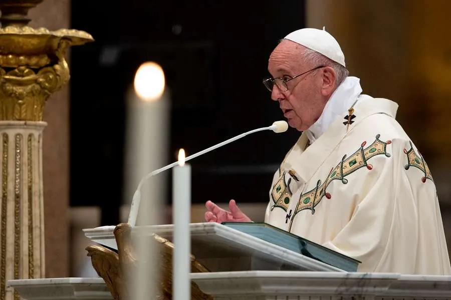 Pope Francis celebrates Mass at the Archbasilica of St. John Lateran Nov. 9, 2019. Credit: Daniel Ibanez/CNA.