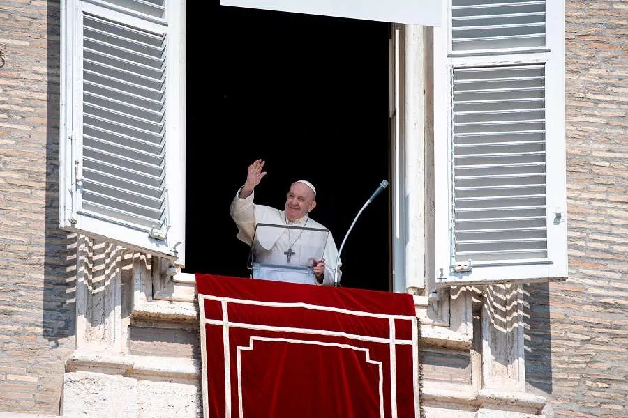 Pope Francis gives the Angelus address Sept. 13, 2020. Credit: Vatican Media.