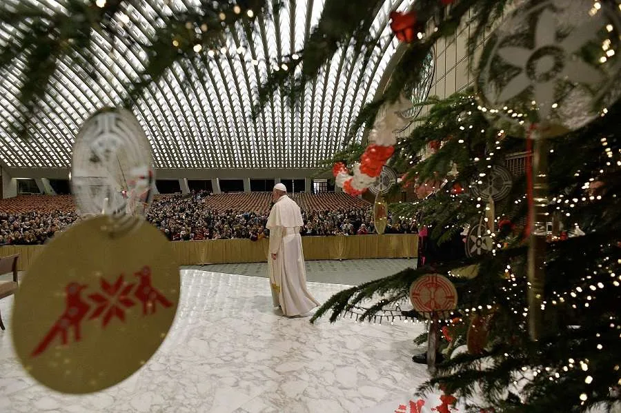 Pope Francis in the Pope Paul VI hall Dec. 21, 2019. Credit: Vatican Media.