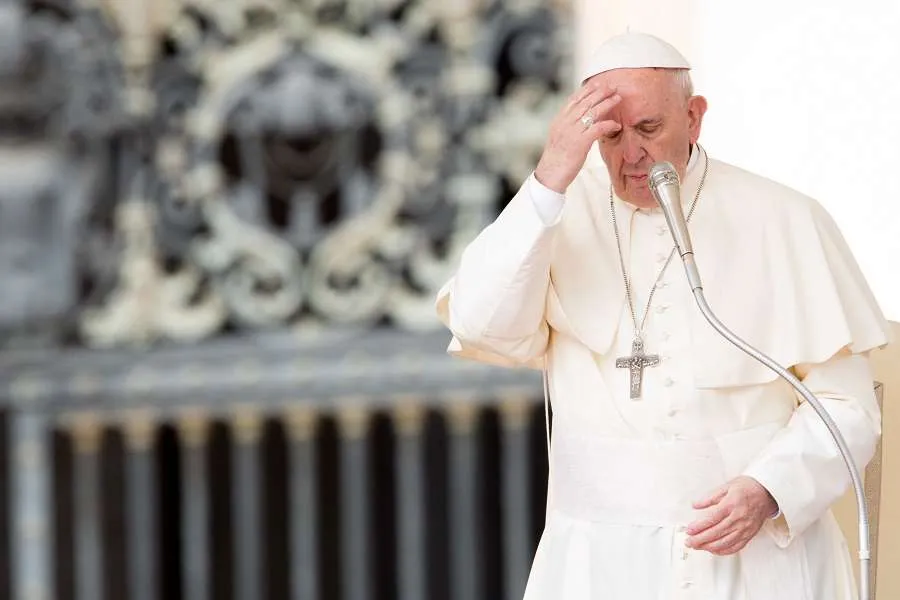 Pope Francis April 18, 2018. Credit: Daniel Ibanez/CNA.