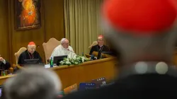 Pope Francis speaks in the Vatican's synod hall, Oct. 7, 2019. Credit: Daniel Ibanez/CNA