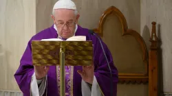 Pope Francis offers Mass in Casa Santa Marta on April 2, 2020. Credit: Vatican Media/CNA.