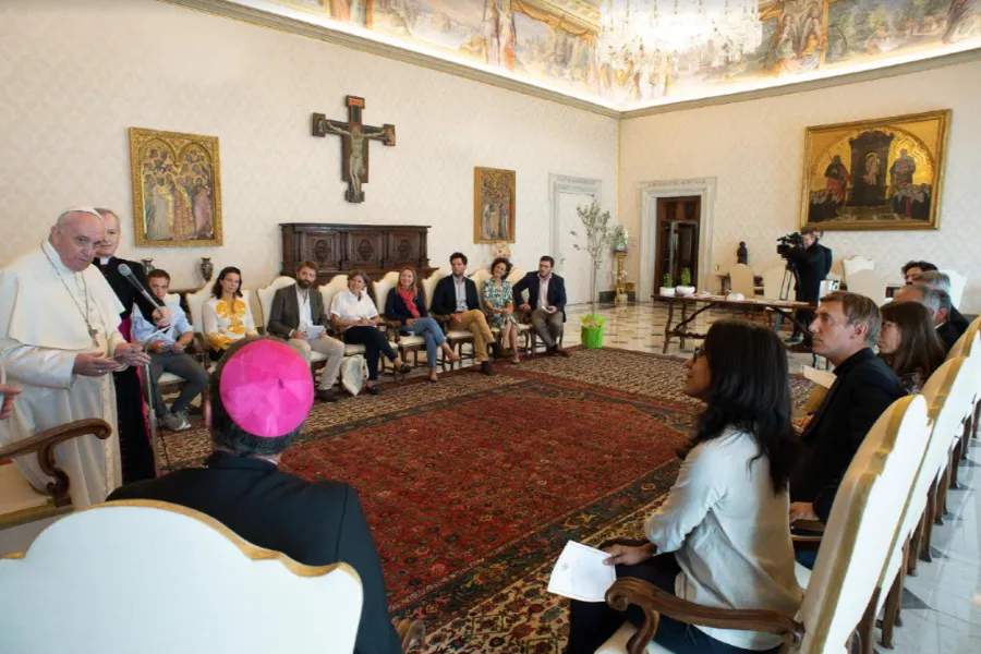 Pope French discusses Laudato si’ with French ecological experts Sept. 3, 2020. Credit: Vatican Media.