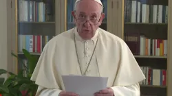 Pope Francis records a video message delivered to the United Nations Sept. 25, 2020. Screengrab: Holy See UN.
