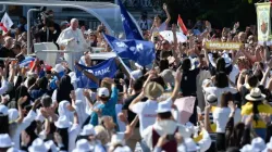 Pope Francis arrives at the International Eucharistic Congress in Budapest, Hungary on Sept. 12, 2021. Vatican Media