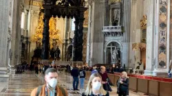 Visitors inside of St. Peter's Basilica March 2020. Credit: Ben Crockett/EWTN News