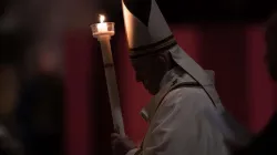Pope Francis celebrates the Easter Vigil April 11, 2020. Credit: EWTN-CNA Photo/Daniel Ibáñez/Vatican Pool.