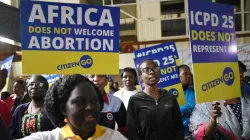 Anti-abortion, and pro-family activists hold placards during a prayer rally organized by CitizenGo in Nairobi, on November 14, 2019 / The Heritage Foundation