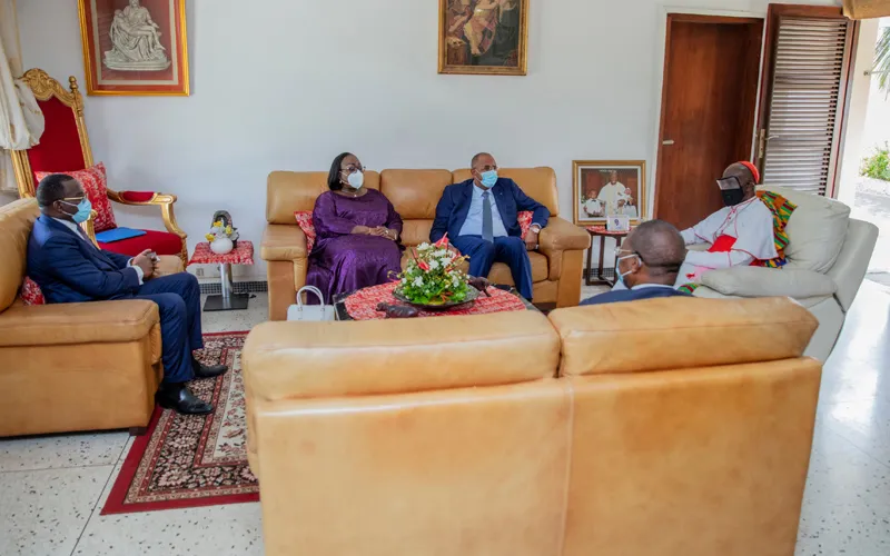 Ivory Coast's Prime Minister Patrick Achi, and Ministers Anne Ouloto, Danho Paulin and Bruno Koné during the audience with Jean-Pierre  Cardinal Kutwa. Credit: Courtesy Photo