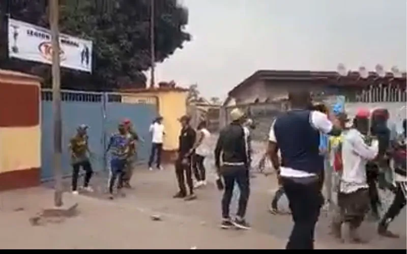 Some of the youths who stormed the residence of Fridolin Cardinal Ambongo in DR Congo's capital, Kinshasa. Credit: Courtesy Photo