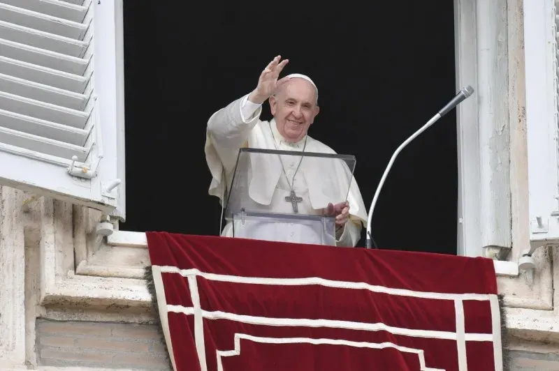 Pope Francis gives his Angelus address on Oct. 3, 2021. Vatican Media/CNA