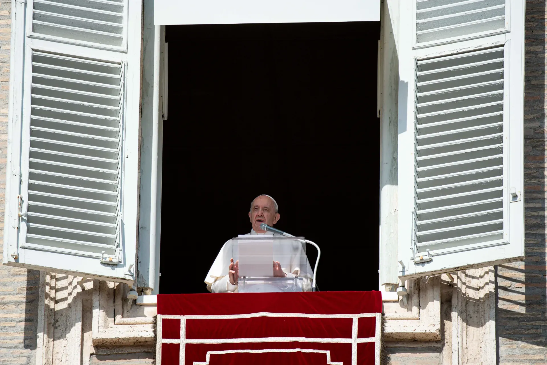 Pope Francis gives his Angelus address on Oct. 24, 2021. Vatican Media