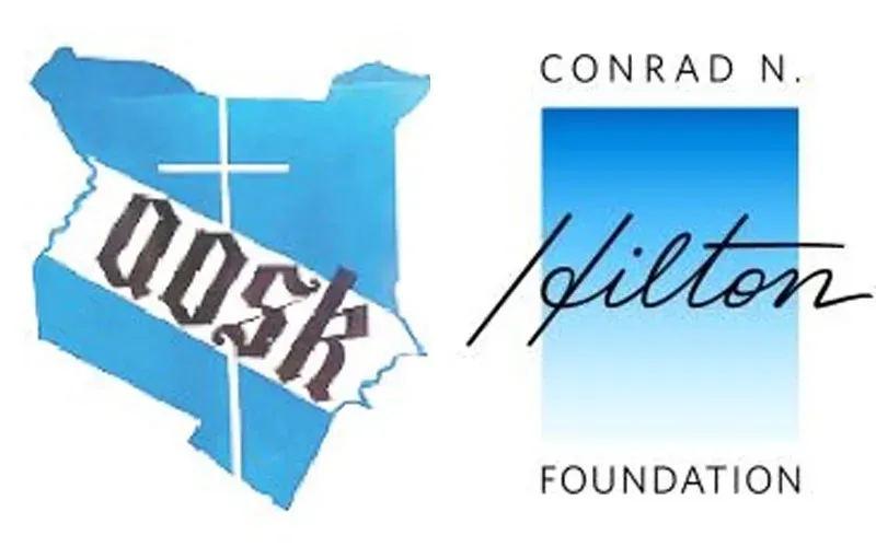 The logos of the Association of Sisterhoods of Kenya (AOSK) and the Hilton Foundation. Credit: AOSK/Conrad N. Hilton Foundation (CNHF)