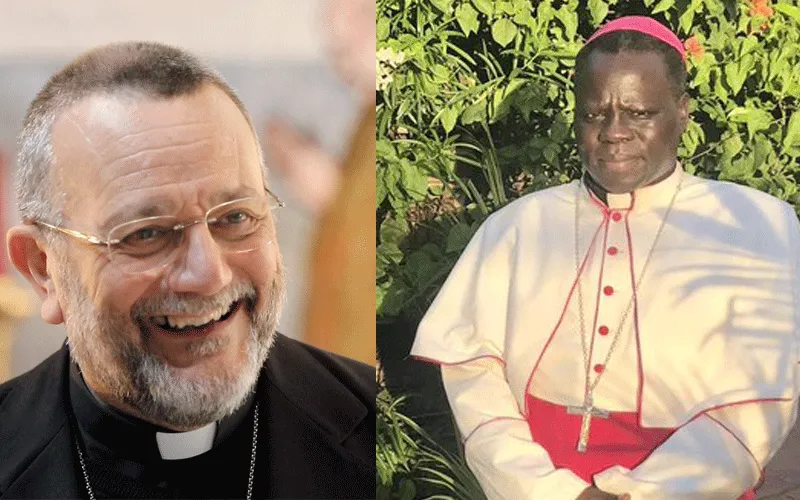 Archbishop Stephen Ameyu (right) the newly appointed Apostolic Administrator for South Sudan’s Wau Diocese and Msgr. Giovanni Gaspari (left) Apostolic Nuncio to Angola and São Tomé and Príncipe.
