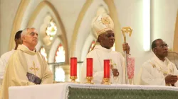 Archbishop Alfred Adewale Martins during Mass at the Holy Cross Cathedral, Lagos.