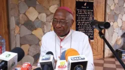 Archbishop  Emeritus Philippe Fanoko Kossi Kpodzro addressing the press in Lomé, Togo, Tuesday, December 10, 2019