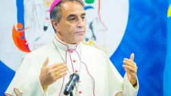 Archbishop Ettore Balestrero during the January 12 press conference. Credit: CENCO