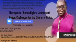 A poster announcing the webinar / Justice and Peace Commission of the Southern African Catholic Bishops’ Conference (SACBC)