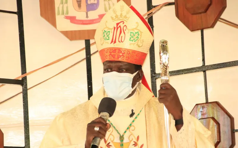 Bishop Joseph Obanyi during the Eucharistic celebration of the World Day of Communication at St. joseph's Cathedral of Kakamega Diocese/ Credit: Courtesy Photo
