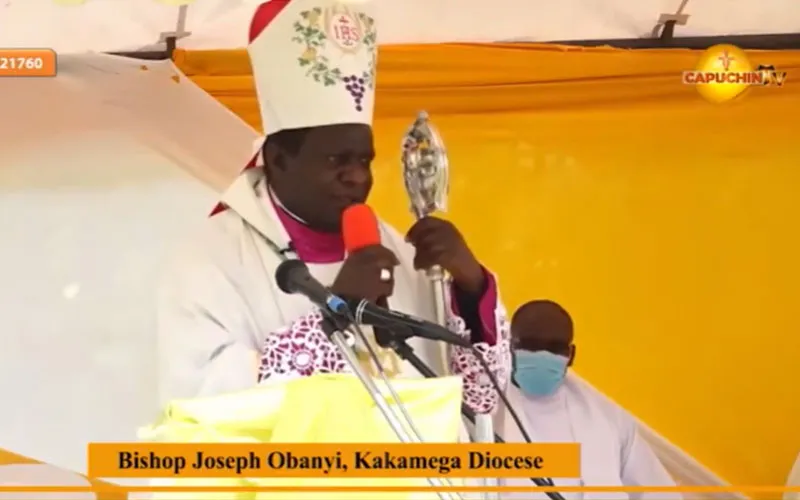 Screengrab of Bishop Joseph Obanyi of Kenya's Kakamega Diocese on Capuchin TV. Credit: Courtesy Photo