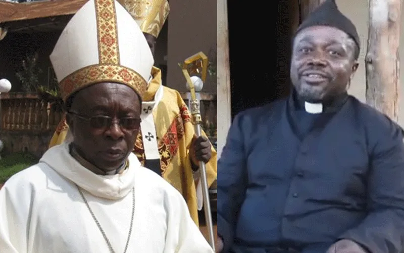 Bishop Dieudonné Watio (left) and Fr. André Marie Kengne (right). Bishop Watio of Bafoussam suspended  Fr. André for promoting syncretism.