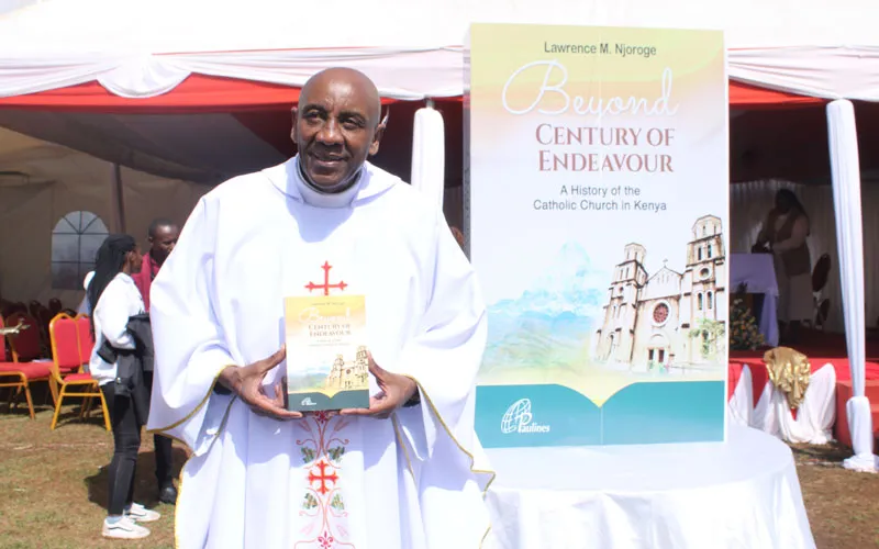 Fr. Lawrence Njoroge, author of the book, "Beyond the Century of Endeavour: History of Catholic Church in Kenya” during the November 19 Book Launch. Credit: ACI Africa