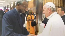 Pope Francis greets late Richard Kuuia Cardinal Baawobr in Rome. Credit: Vatican Media
