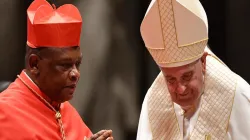 Fridolin Cardinal Ambongo with Pope Francis during Holy Mass for the Elevation of 13 New Cardinals, Vatican, October 5, 2019