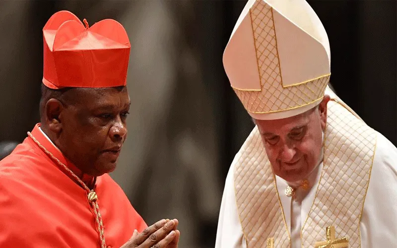 Fridolin Cardinal Ambongo with Pope Francis during Holy Mass for the Elevation of 13 New Cardinals, Vatican, October 5, 2019