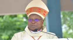 Philippe Cardinal Ouédraogo of Burkina Faso's Ouagadougou Archdiocese addressing pilgrims during the 26th Archdiocesan pilgrimage to the Shrine of Our Lady of Yagma.