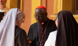 Cardinal Robert Sarah speaks with students and faculty at the Pontifical University of St. Thomas Aquinas on May 25, 2023. | Credit: Benedicte Cedergren/Angelicum