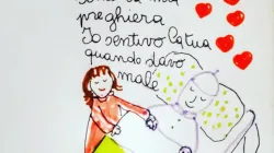 A get well card for Pope Francis from Giulia, a girl treated in Bambino Gesu Hospital./Credit: Vatican Media / Vatican Media