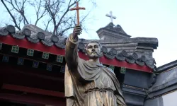 St. Francis Xavier statue in front St. Joseph Cathedral in Beijing, China, February 25, 2016. Shutterstock