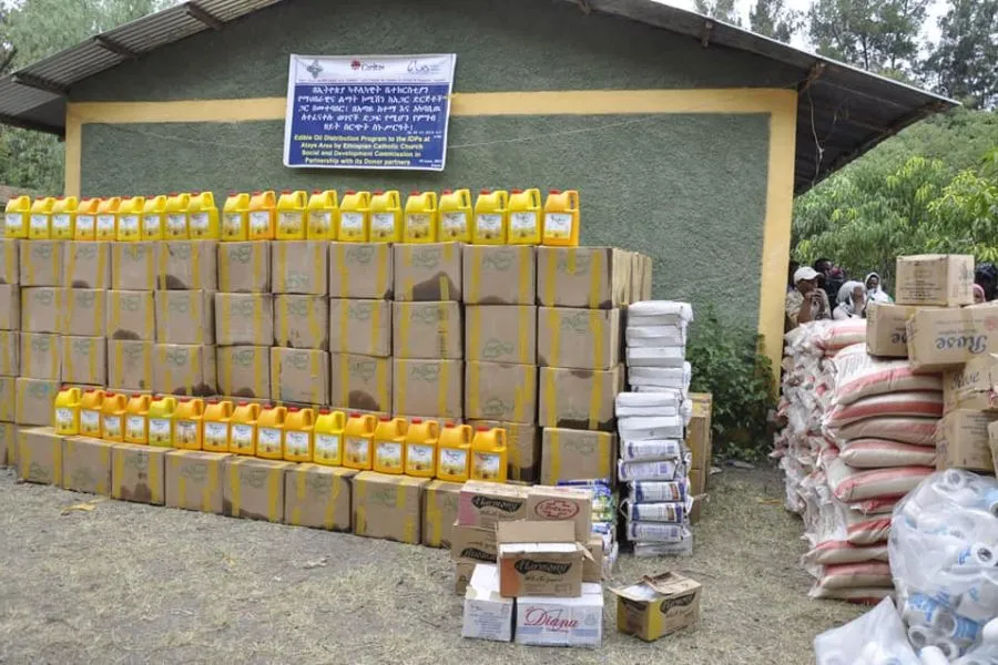Food aid destined for victims of Tigray war. Credit: CBCE