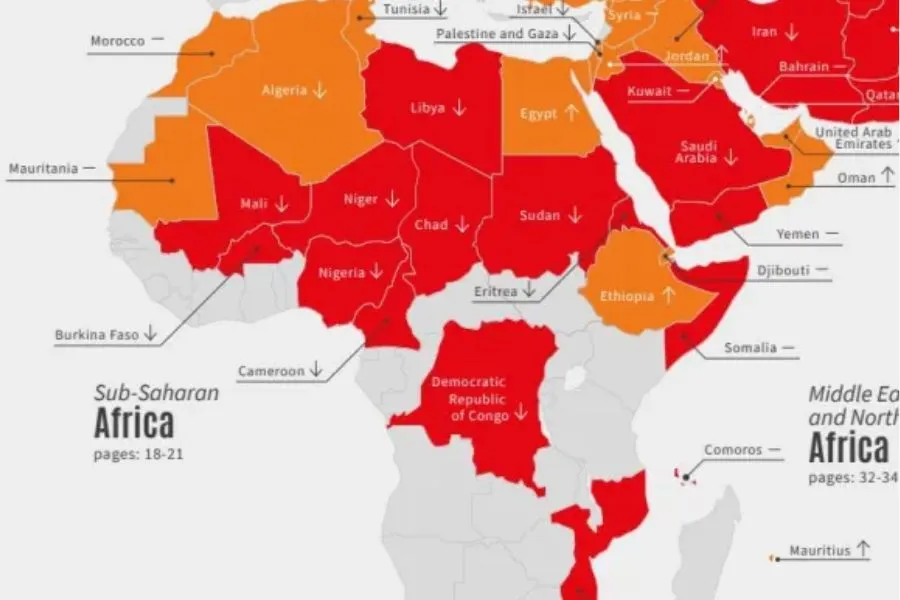 Religious freedom index in Africa. Credit: Courtesy of Aid to the Church in Need-US