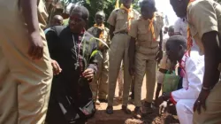 Bishop Edward Hiiboro Kussala during a tree planting exercise at St. Mary Mother of God Parish of of the Catholic Diocese of Tombura-Yambio (CDTY). Credit: CDTY