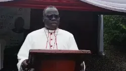 Archbishop Stephen Ameyu Martin, speaking at the official reopening of the Caritas Juba office on Tuesday, August 8. Credit: Radio Bakhita