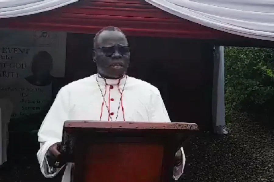 Archbishop Stephen Ameyu Martin, speaking at the official reopening of the Caritas Juba office on Tuesday, August 8. Credit: Radio Bakhita