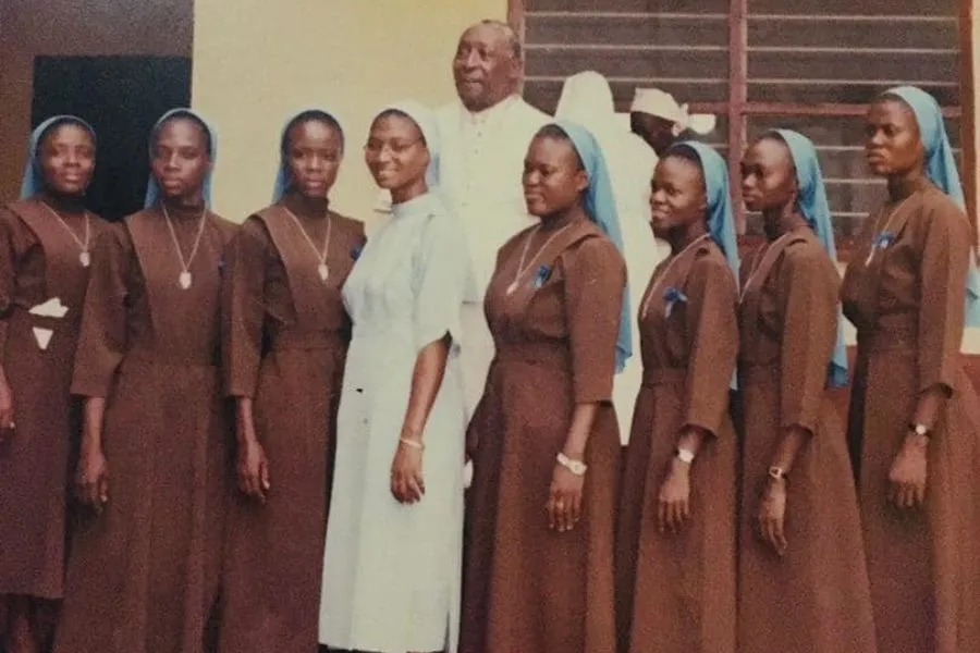 Archbishop Emeritus Joseph Henry Ganda in an undated photo with members of the Our Lady of Visitation (OLV), congregation he founded that continues to thrive in Sierra Leone. Credit: Fr. Peter Konteh