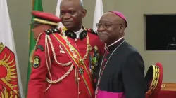 Archbishop Jean-Patrick Iba-Ba of Libreville Archdiocese with the Preisdent of Gabon's Transition, General Brice Oligui Nguema. Credit: Fr. Serge-Patrick Mabickassa