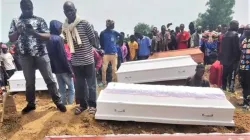 Families bury their loved ones after mass murders and civilian house burnings in Nigeria's Imo State. Credit: Intersociety