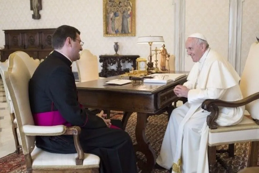 Archbishop Paolo Rudelli in an audience with Pope Francis in Rome. Credit: Vatican Media