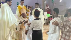 Archbishop Ignatius Ayau Kaigama administering the Sacrament of Confirmation at St. Augustine’s Pastoral Area, Pyape II of the Archdiocese of Abuja. Credit: Abuja Archdiocese